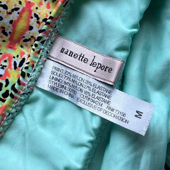 Nanette Lepore Chevron Floral Halter Top Size Medium Tank Yellow Green Retro Y2K - Picture 3 of 7